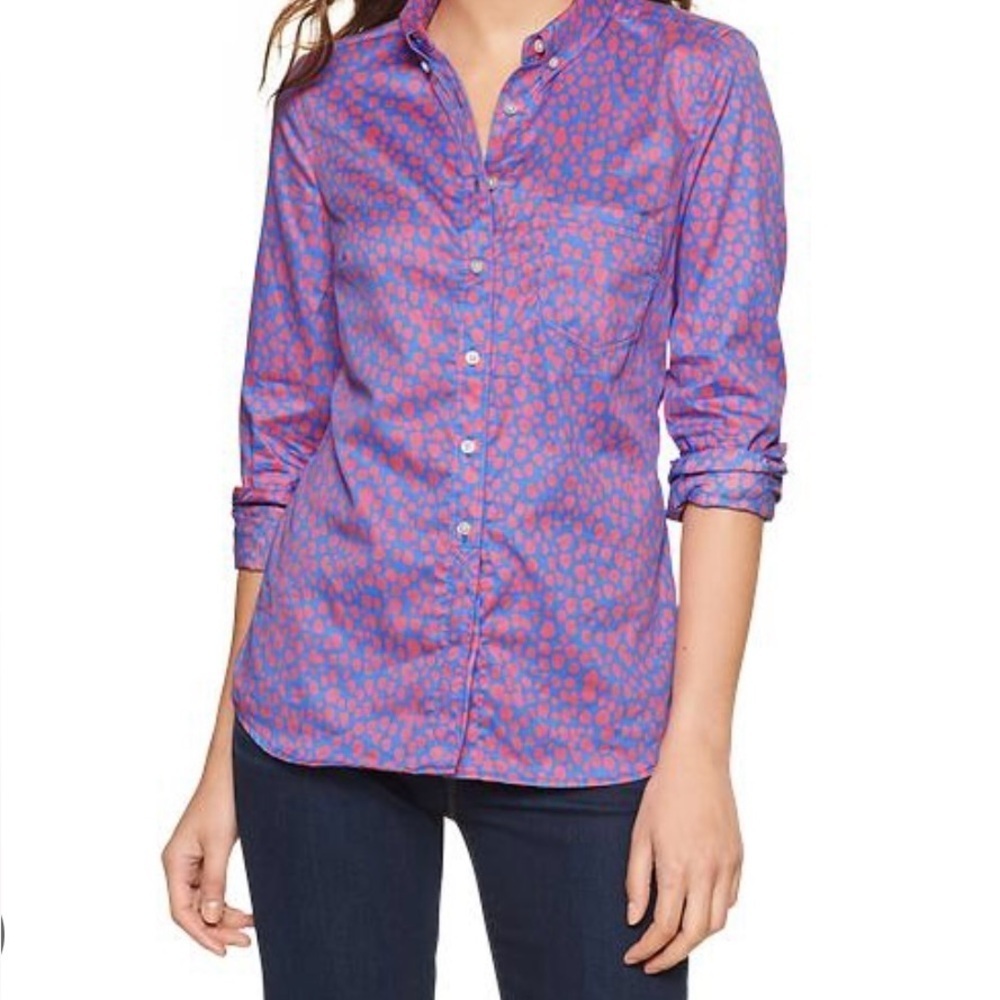 Gap The Shrunken Boyfriend" Printed Sateen Shirt Size S